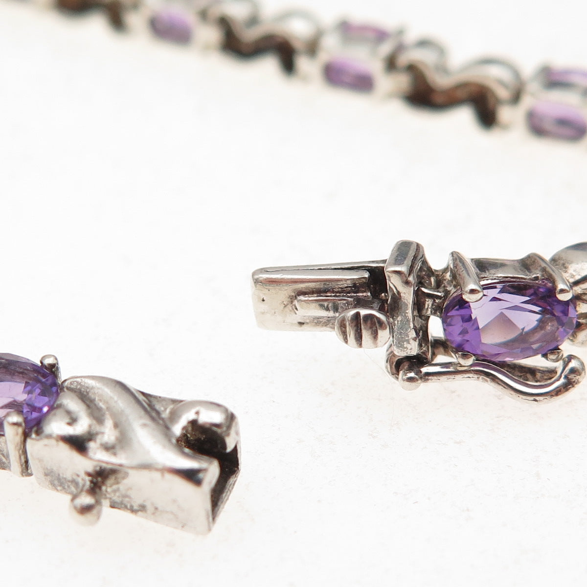 Michelle Albala 925 Sterling Silver Vintage Real Amethyst Bracelet 7.25"