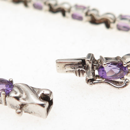 Michelle Albala 925 Sterling Silver Vintage Real Amethyst Bracelet 7.25"