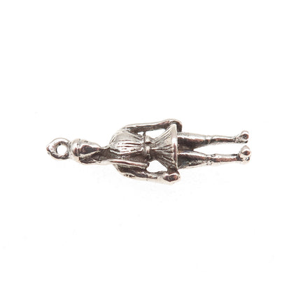 925 Sterling Silver Vintage Greek Soldier Oxidized 3D Charm Pendant