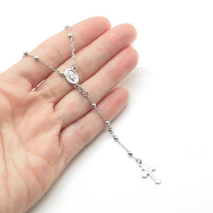 925 Sterling Silver Italy Crucifix Cross Religious Rosary Chain 24"