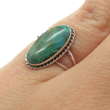 Old Pawn Sterling Silver Southwestern Kingman Turquoise Tribal Ring Size 5.25