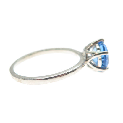 DAZZLERS 925 Sterling Silver Round-Cut Nano Tanzanite Ring Size 6.25