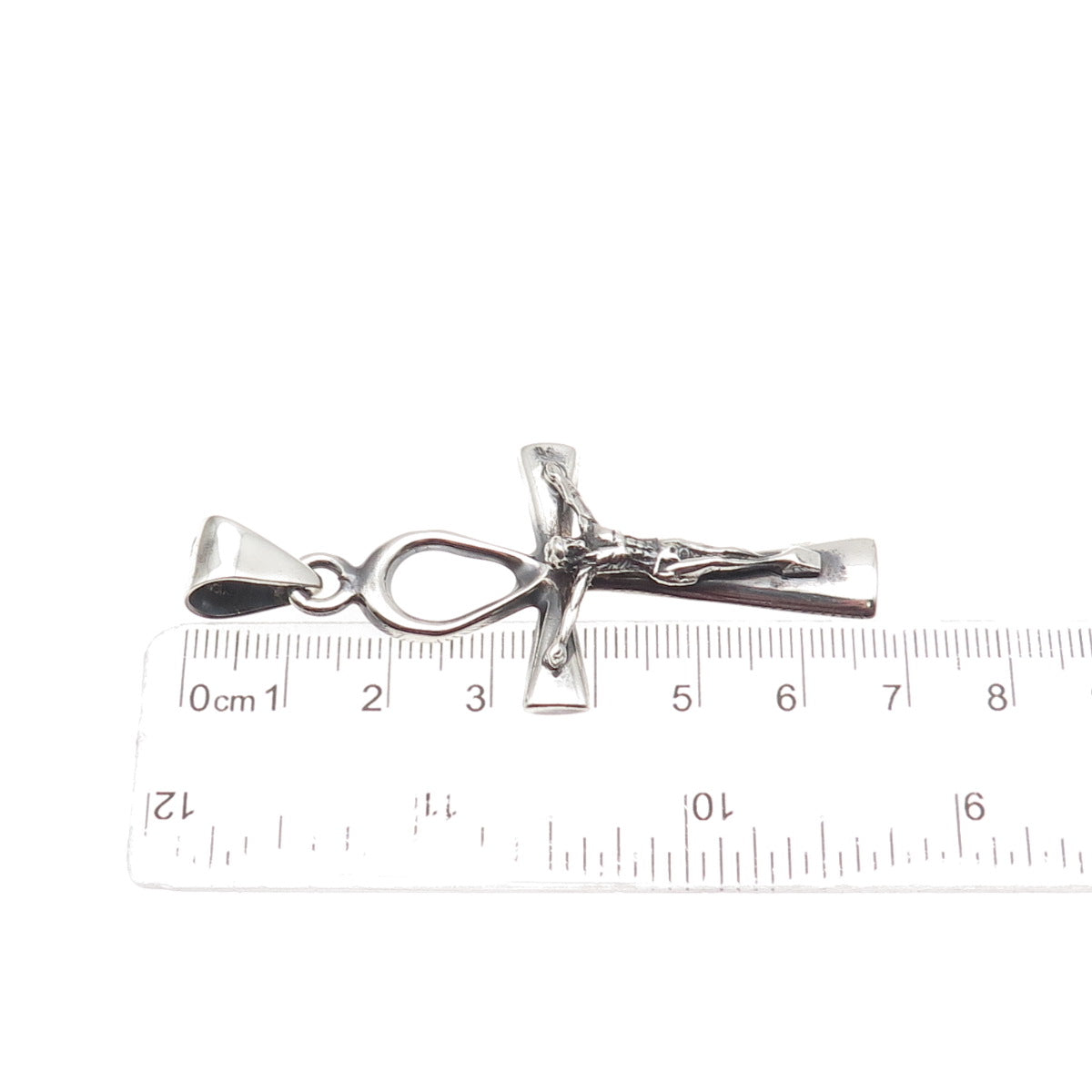 925 Sterling Silver Vintage Egyptian Ankh Crucifix Cross Charm Pendant