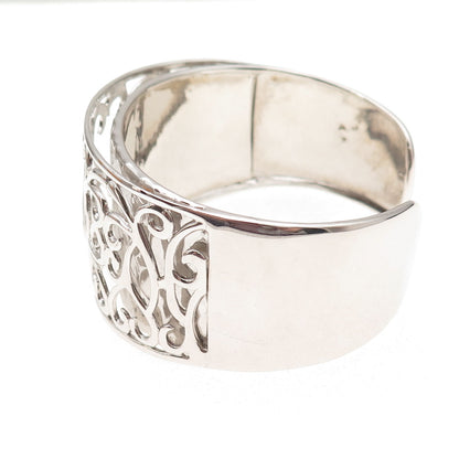 Key Star 925 Sterling Silver Vintage Floral Ornate Adjustable Bracelet 7.25"
