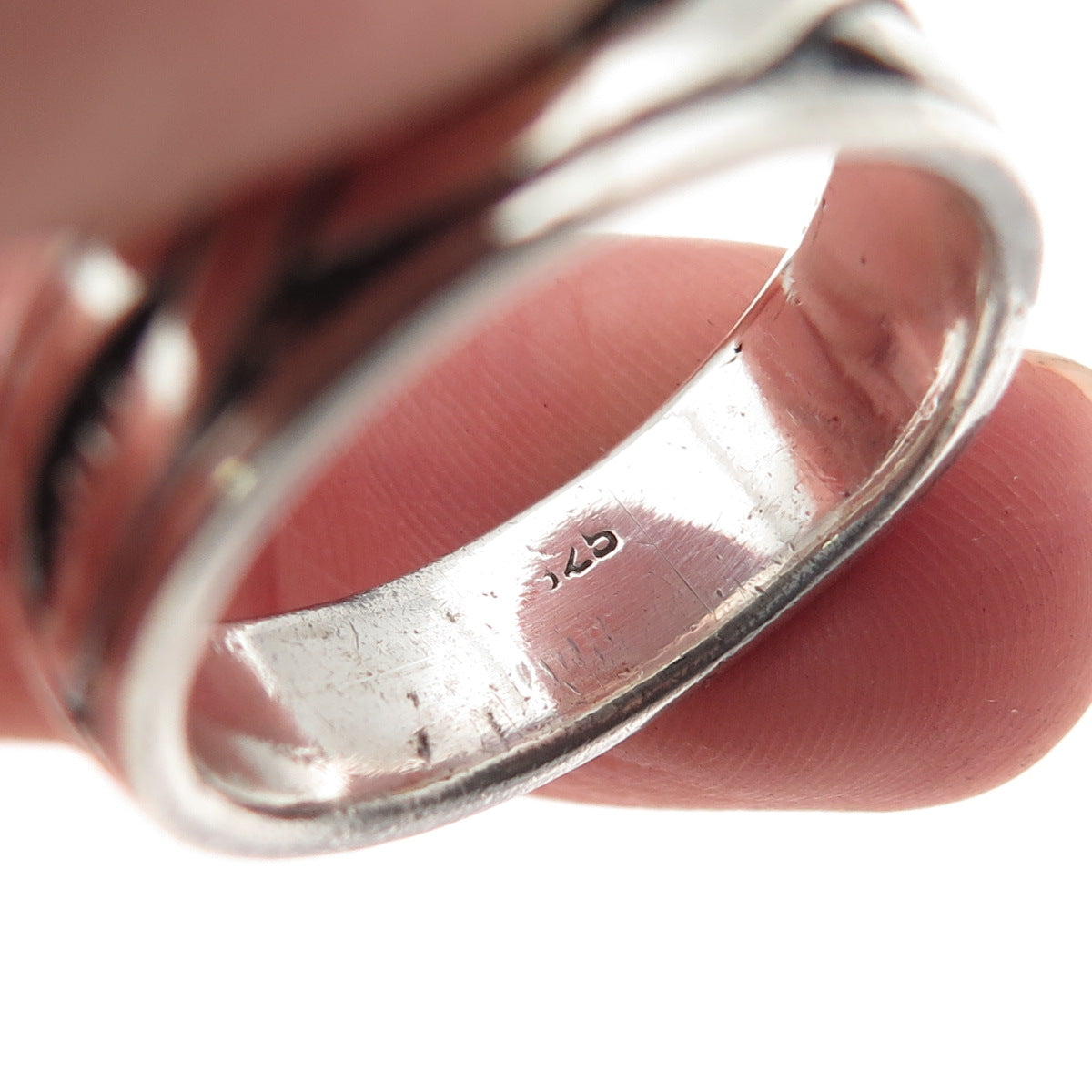 925 Sterling Silver Vintage Woven Oxidized Band Ring Size 9.5