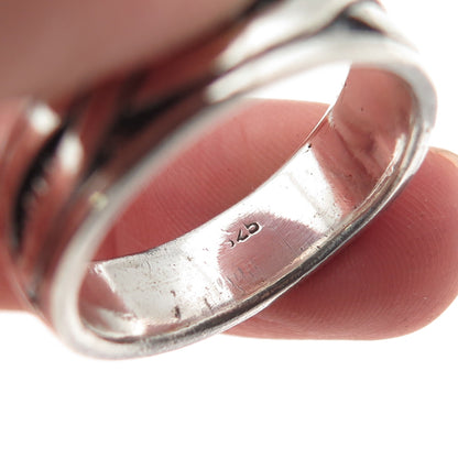 925 Sterling Silver Vintage Woven Oxidized Band Ring Size 9.5