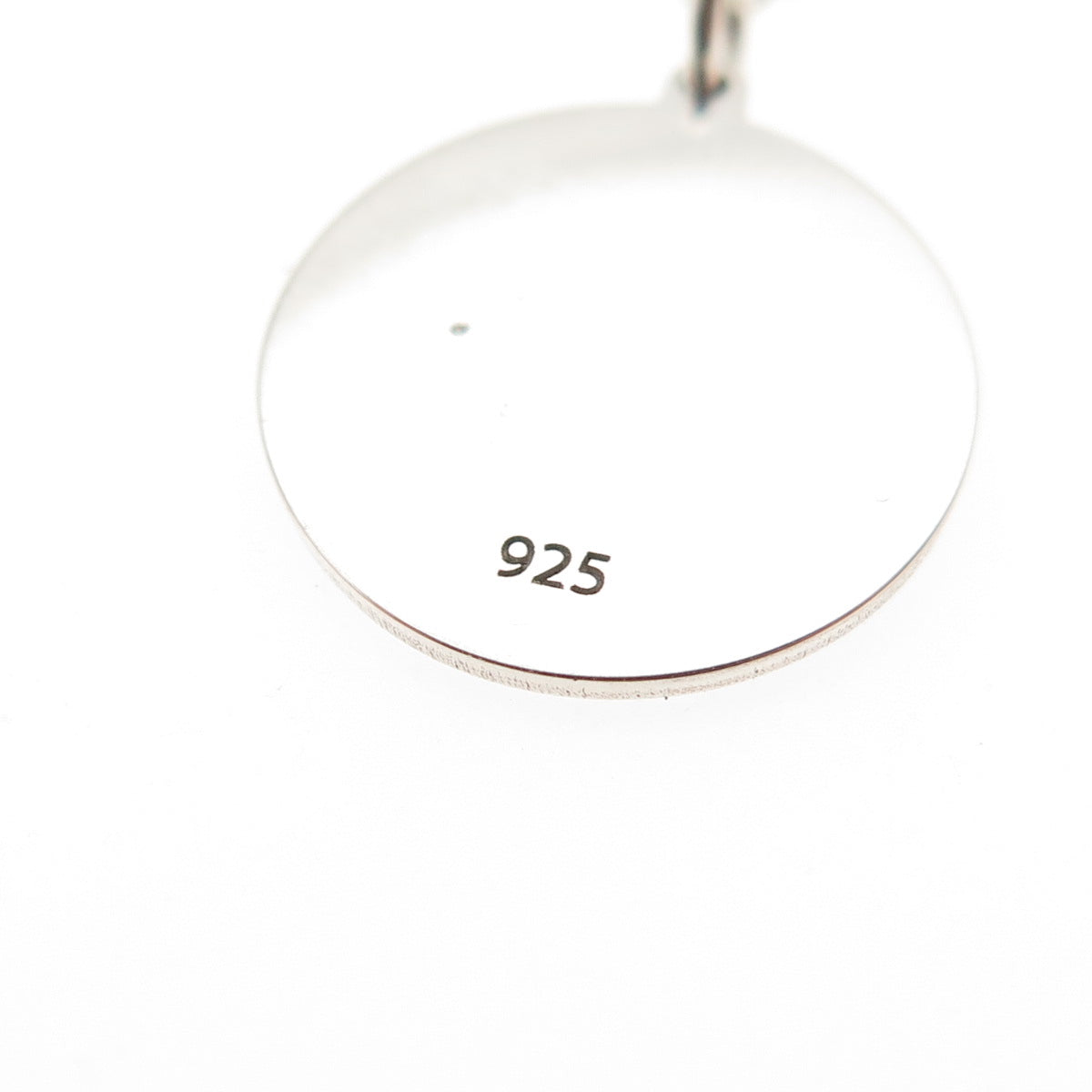 925 Sterling Silver Blue Enamel Moon Face Round Tag Cable Chain Necklace 18"