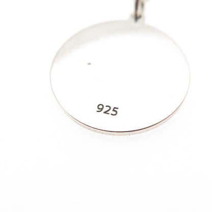 925 Sterling Silver Blue Enamel Moon Face Round Tag Cable Chain Necklace 18"