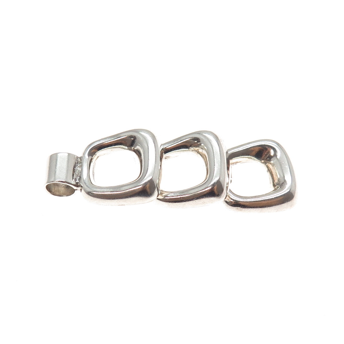 925 Sterling Silver Vintage Modernist Square Drop Pendant