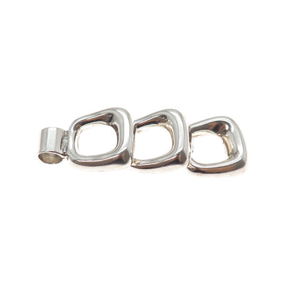 925 Sterling Silver Vintage Modernist Square Drop Pendant