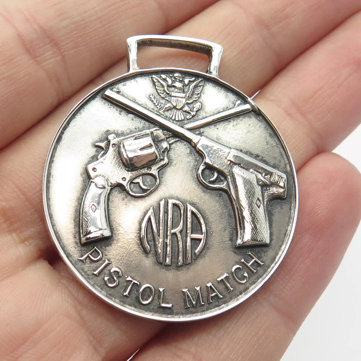 925 Sterling Silver Vintage Bailey Banks & Biddle "Pistol Match" Pendant