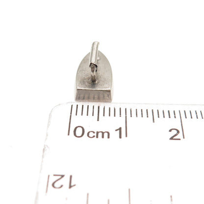 925 Sterling Silver Antique Art Deco Laundry Iron 3D Mini Charm Pendant