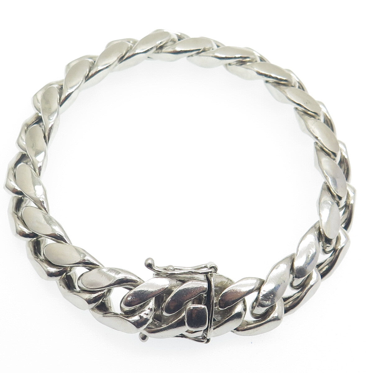 925 Sterling Silver Vintage 54.2g Curb Link Bracelet 8.25"