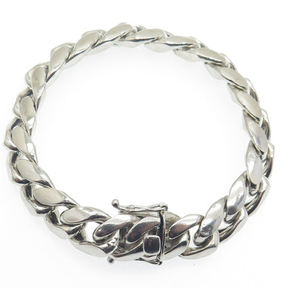 925 Sterling Silver Vintage 54.2g Curb Link Bracelet 8.25"