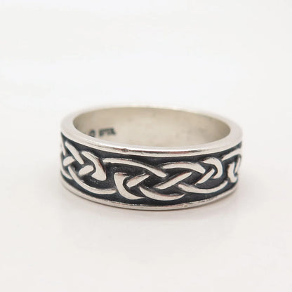 925 Sterling Silver Vintage Wheeler Mfg Co. Celtic Band Ring Size 8.5