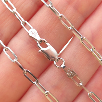 925 Sterling Silver Italy Paperclip Chain Necklace 18"