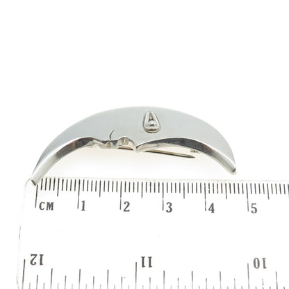 925 Sterling Silver Vintage Mexico Crescent Moon Modernist Pin Brooch