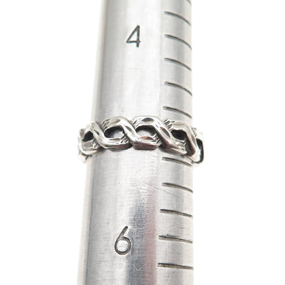 Silver Fox 925 Sterling Vintage Woven Link Band Ring Size 5.25