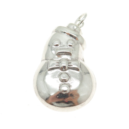 925 Sterling Silver Vintage Snowman Hollow Charm Pendant