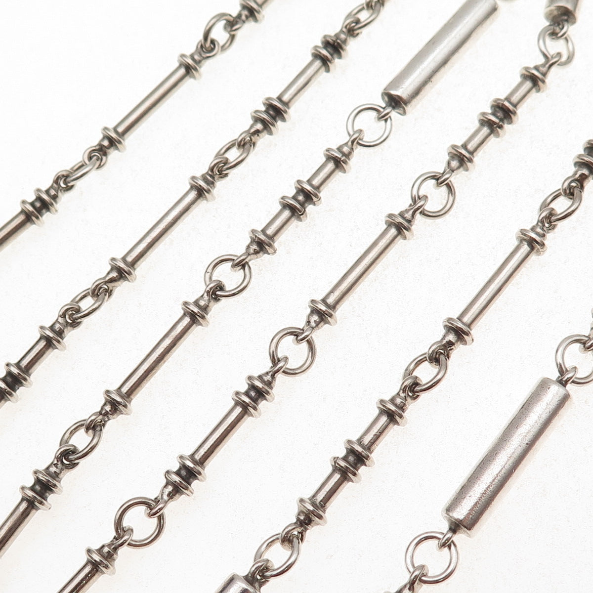 Aanund Havstad 925S Sterling Vintage Norway Modernist Bar Chain Necklace 66"