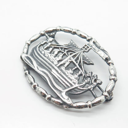 925 Sterling Silver Vintage Vessel Ship / Sailboat Pin Brooch
