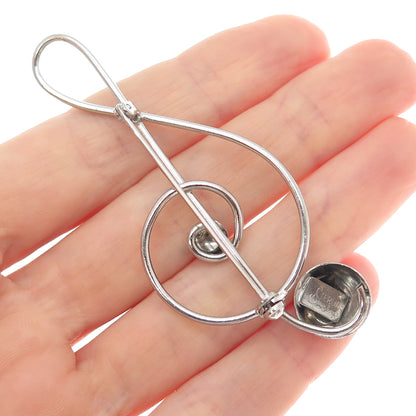 LANG 925 Sterling Silver Antique Art Deco Treble Clef Music Note Pin Brooch