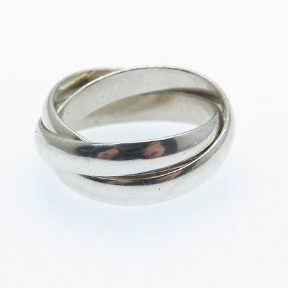 GOLDMAN KOLBER Sterling Silver Vintage Italy Interlocked Trinity Ring Size 6.5