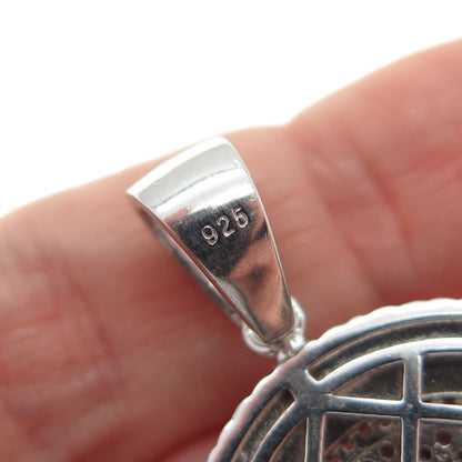 925 Sterling Silver Round-Cut C Z Sparkle Oval Disc Charm Pendant