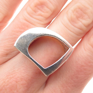 Paul Brackna 925 Sterling Silver Vintage Modernist Sail Oxidized Ring Size 6.75