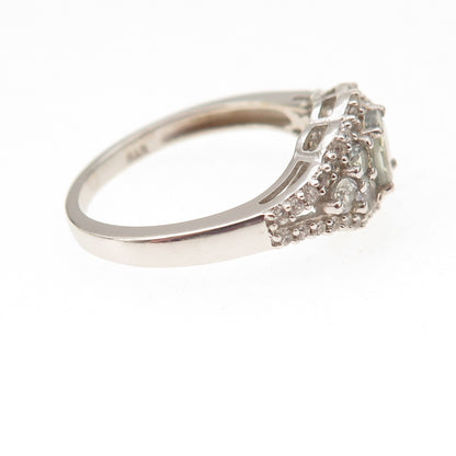 Chuck Clemency 925 Sterling Silver Real Green Amethyst & White Topaz Ring Size 8