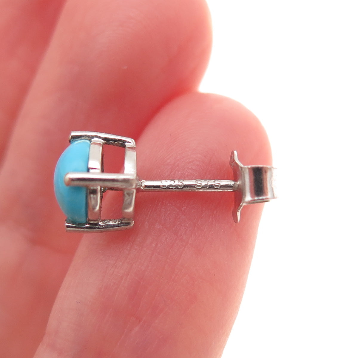 Chuck Clemency 925 Sterling Silver Real Sleeping Beauty Turquoise Stud Earrings