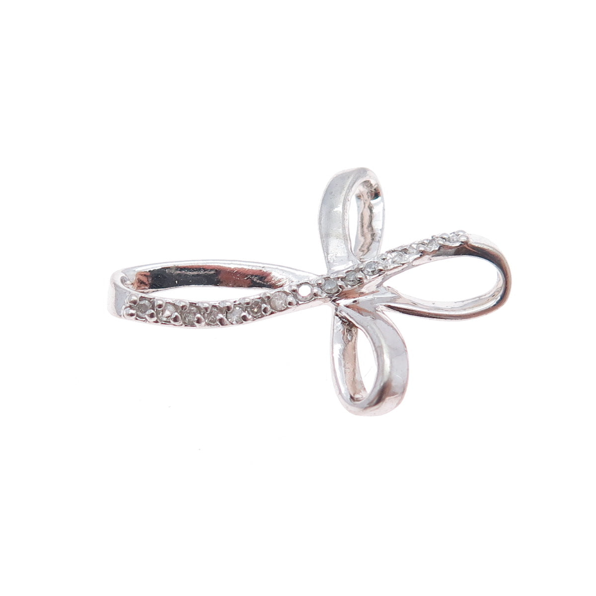 CHARLES WINSTON 925 Sterling Silver Real Diamond Infinity Cross Slide Pendant