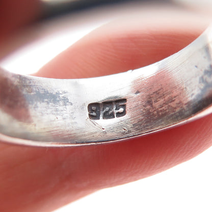 925 Sterling Silver Vintage Modernist Wave Band Ring Size 8.25