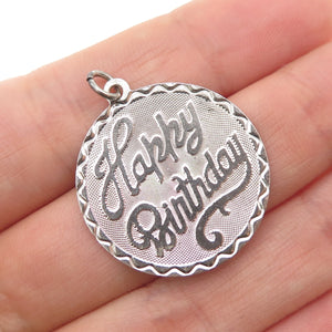 925 Sterling Silver Vintage Happy Birthday Charm Pendant