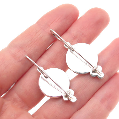 925 Sterling Silver Vintage Real Amethyst Star of David Beaded Oxidized Earrings