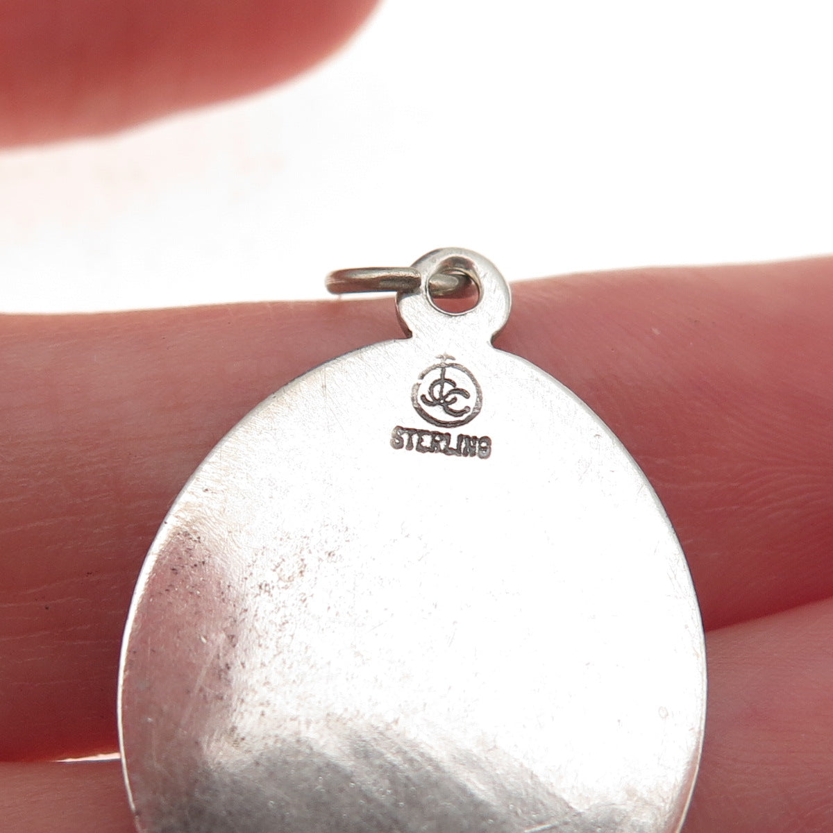 925 Sterling Silver Antique Art Deco Saint Jude Religious Oxidized Charm Pendant