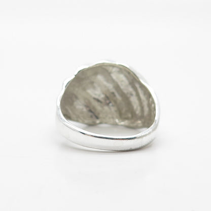 925 Sterling Silver Vintage Textured Ribbed Ring Size 8