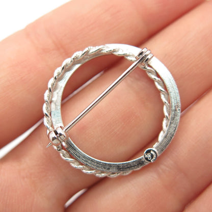 925 Sterling Silver Vintage Curtis Curtman Twisted Circle Pin Brooch