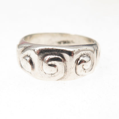 Ernst 925 Sterling Silver Vintage Modernist Spiral Oxidized Ring Size 7