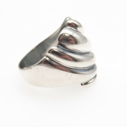 925 Sterling Silver Vintage Modernist Wing Oxidized Ring Size 7