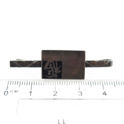 950 Silver Antique Enamel Chinese Character "Blessing" Tie Clip