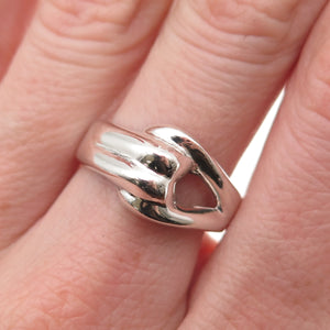 925 Sterling Silver Vintage Mexico Modernist Hook & Eye Ring Size 8.25