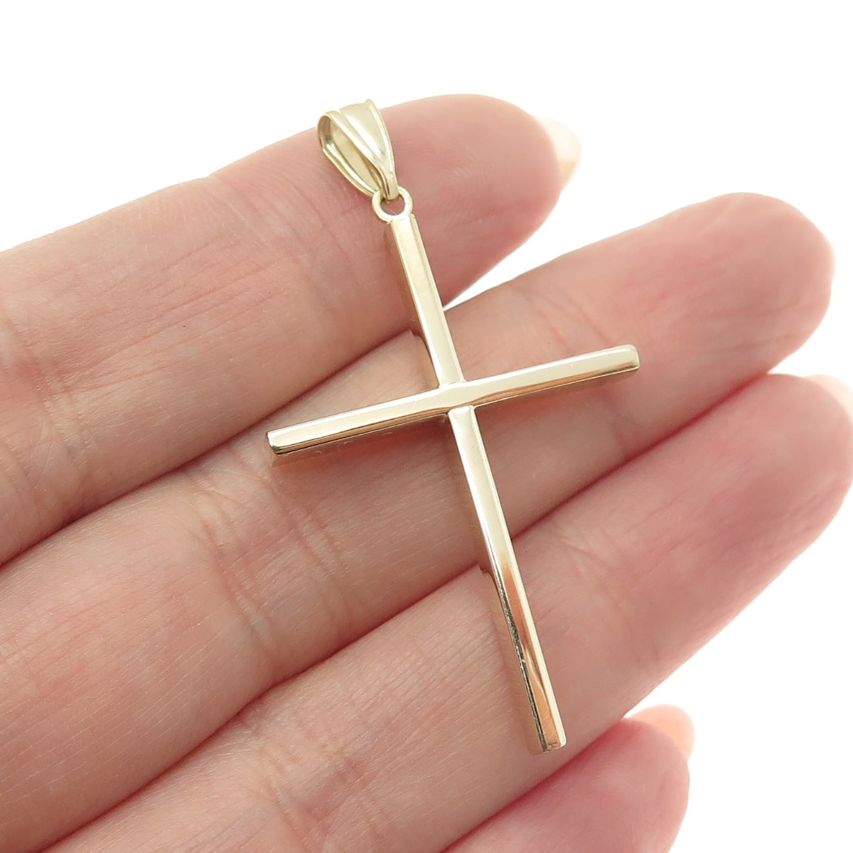 14K Yellow Gold Cross Religious Charm Pendant