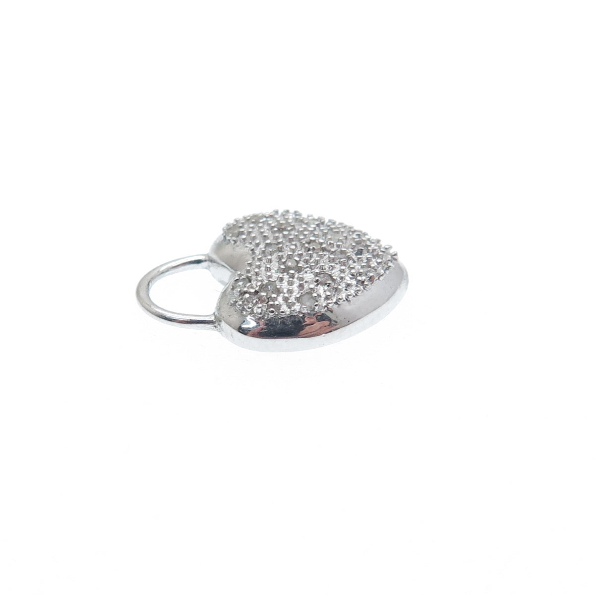 FADI 925 Sterling Silver Real Round-Cut Diamond Heart Minimalist Charm Pendant