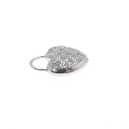FADI 925 Sterling Silver Real Round-Cut Diamond Heart Minimalist Charm Pendant