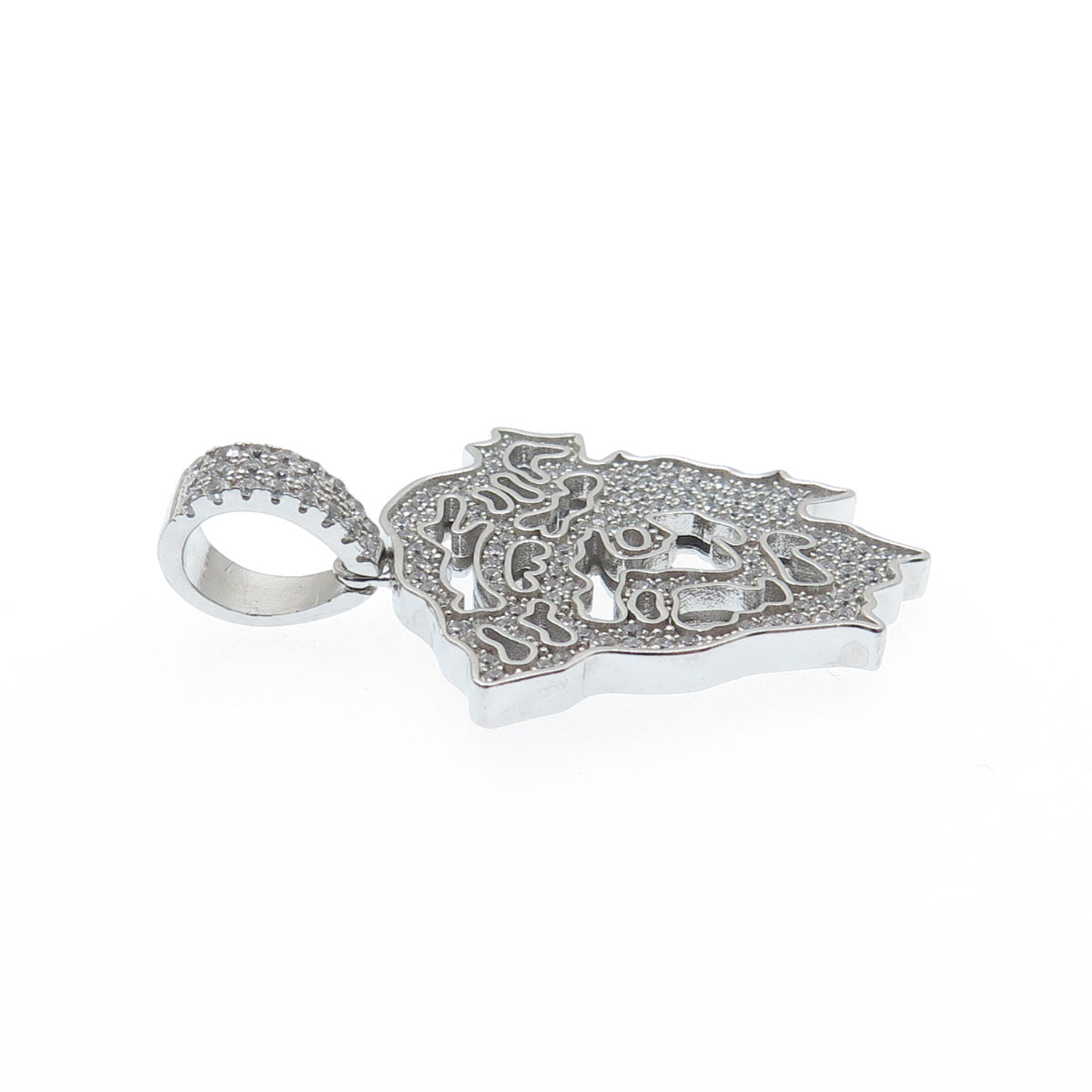 DESIGNS BY YAGI 925 Sterling Silver Round-Cut C Z Sparkle Jesus Charm Pendant