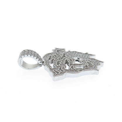 DESIGNS BY YAGI 925 Sterling Silver Round-Cut C Z Sparkle Jesus Charm Pendant