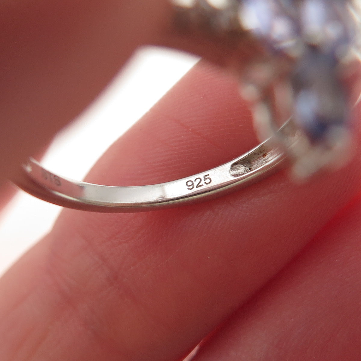 Chuck Clemency 925 Sterling Silver Real Tanzanite & White Topaz Ring Size 8.25