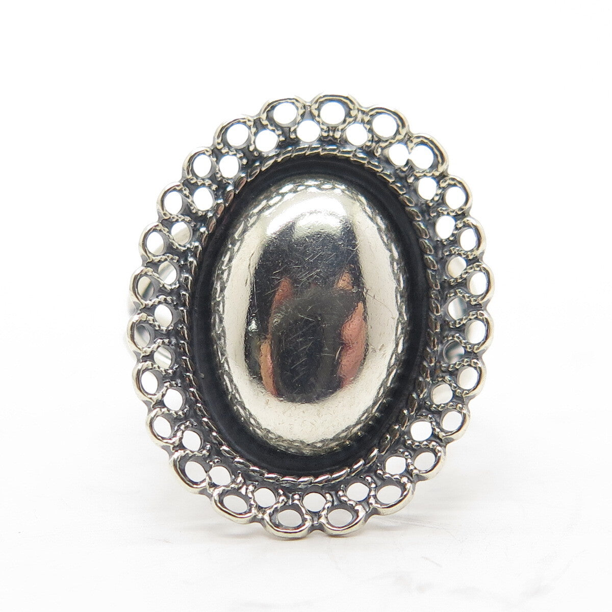 BEAU 925 Sterling Silver Antique Art Deco Filigree Adjustable Ring Size 5.75