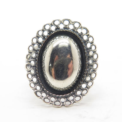 BEAU 925 Sterling Silver Antique Art Deco Filigree Adjustable Ring Size 5.75